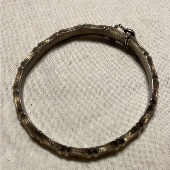 Vintage Sterling CPS Silver bamboo Bangle Bracelet - Picture 2 of 9